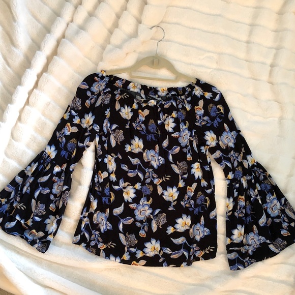WHBM Blue Floral Top XXS - Picture 2 of 6